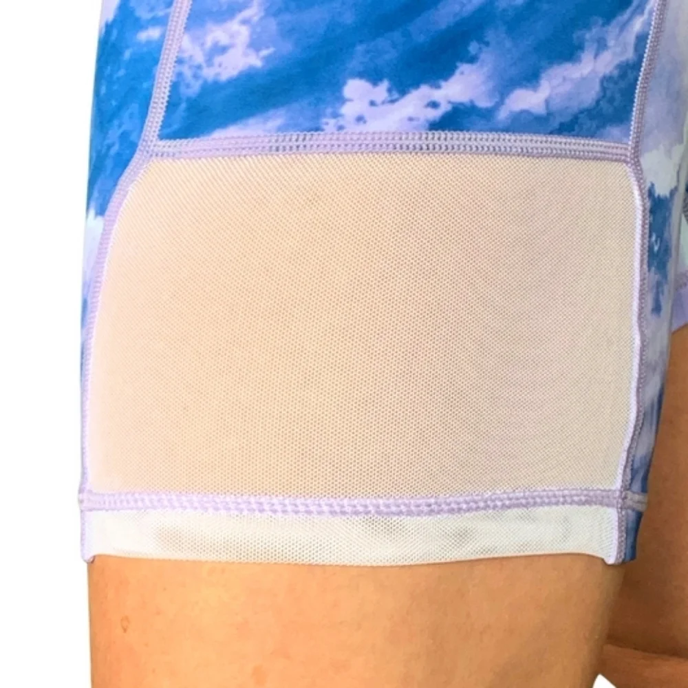 Blue Swirl Mesh Pocket Short - 7 inch